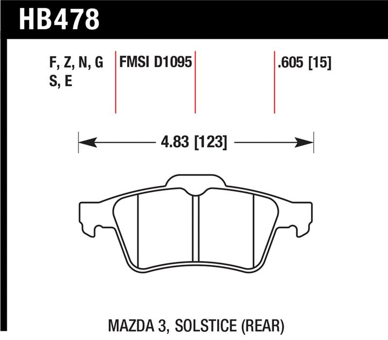 Hawk 13-14 Ford Focus ST / Mazda/ Volvo DTC-60 Race Rear Brake Pads