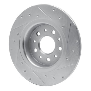 R1 14-19 Fiat 500L Rear Left Drilled & Slotted Silver Brake Rotor
