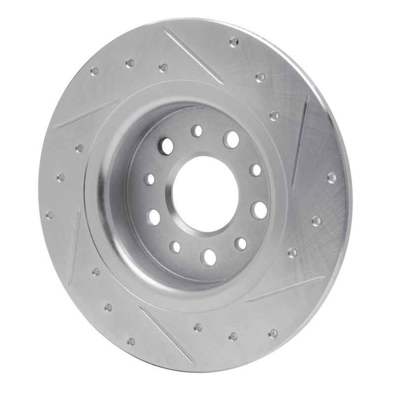 R1 14-19 Fiat 500L Rear Left Drilled & Slotted Silver Brake Rotor