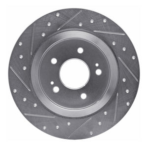 R1 19-25 Hyundai SANTA FE Rear Right Drilled & Slotted Silver Brake Rotor