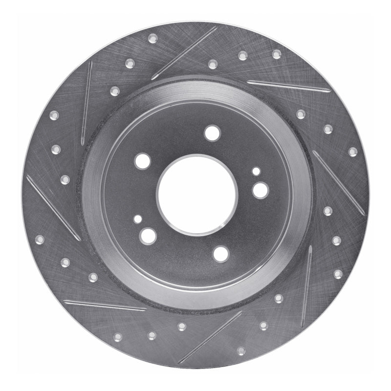 R1 19-25 Hyundai SANTA FE Rear Right Drilled & Slotted Silver Brake Rotor