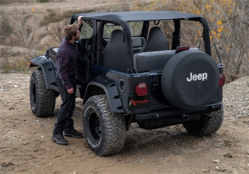 Rampage 97-06 Jeep Wrangler TJ Frameless Trail Soft Top Kit - Black Diamond