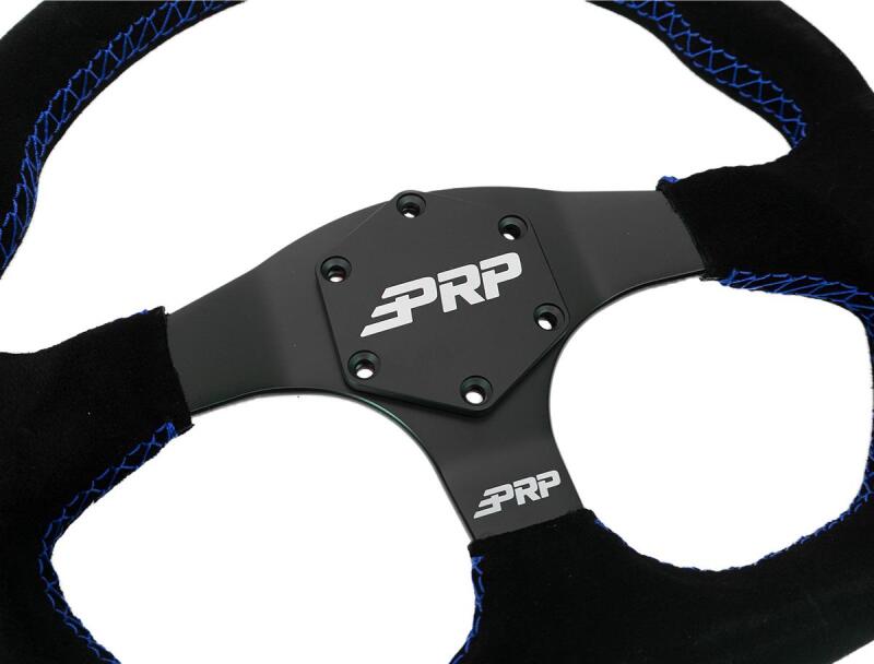 PRP Comp-R D-Shape Suede Steering Wheel - Blue
