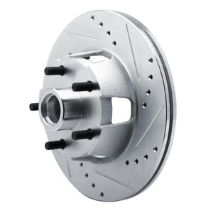 R1 65-67 Ford Ranchero Front Right Drilled & Slotted Silver Brake Rotor