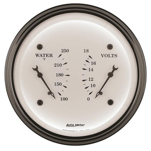 AutoMeter Gauge Dual Wtmp & Volt 3-3/8in. 250 Deg. F & 18V Elec Old Tyme White