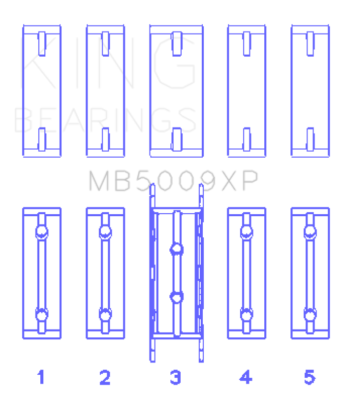 King Engine Bearings Ford Fiesta 1.25I (ZETec/Ecoboost 1.6) (Size +0.50mm) Main Bearing Set