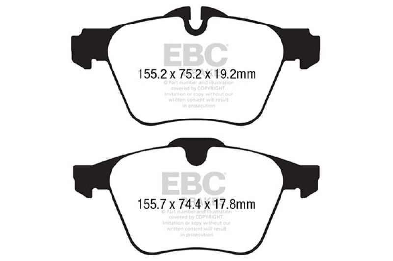 EBC 13+ Jaguar F-Type (Cast Iron Rotors Only) 3.0 Supercharged (340) Yellowstuff Front Brake Pads