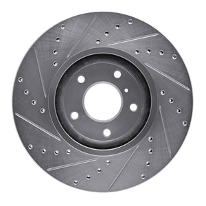 R1 09-23 Nissan 370Z Front Right Drilled & Slotted Silver Brake Rotor