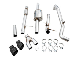 AWE Tuning 4th Gen GM 1500 5.3L 0FG Cat-Back Dual Side Exit (Flat Bumper) - Diamond Tips
