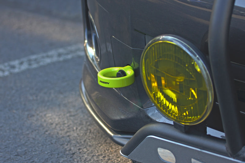 PERRIN 08-14 Subaru WRX & STI / 08-11 Impreza / 05-09 Legacy Tow Hook Kit (Front) - Neon Yellow