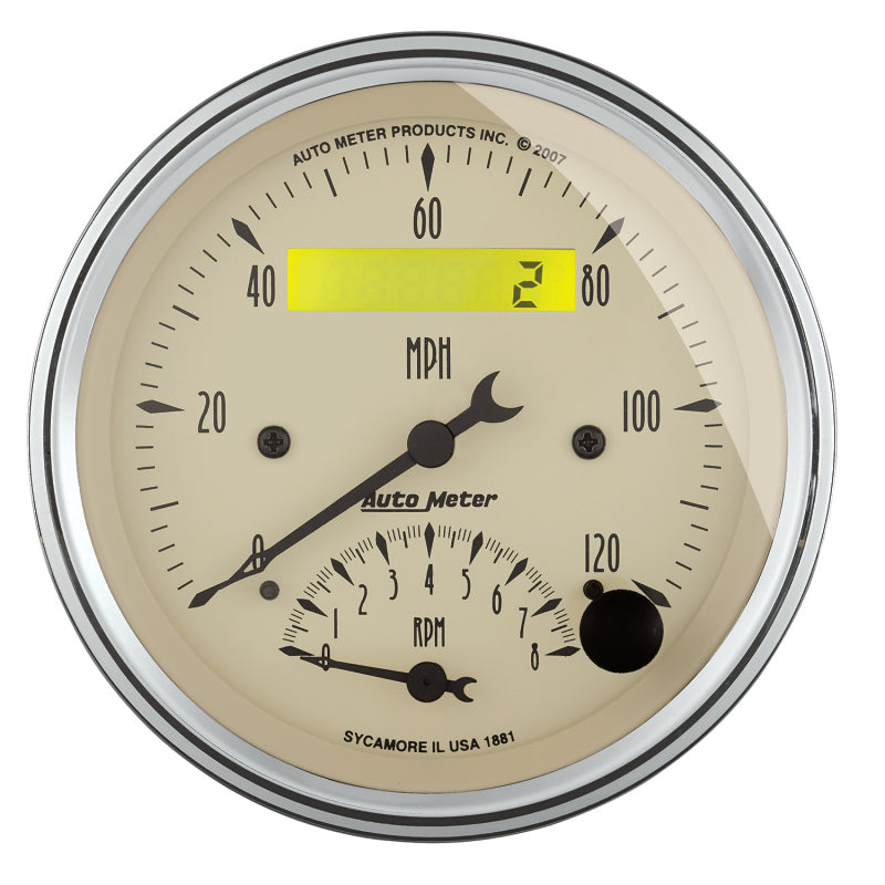 AutoMeter Gauge Kit 2 Pc. Quad & Tach/Speedo 3-3/8in. Antique Beige