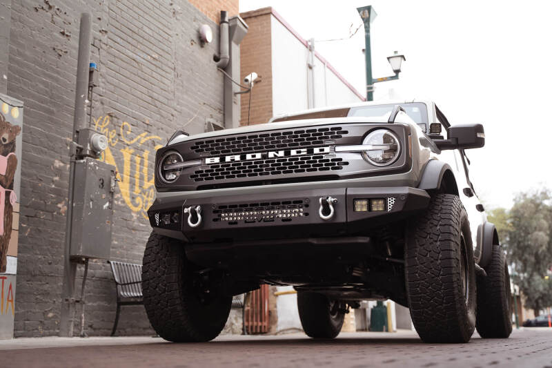 DV8 Offroad 2021+ Ford Bronco Bumper- Accommodates 20in Dual Row Light Bar & (4) 3in Pod Light Mount