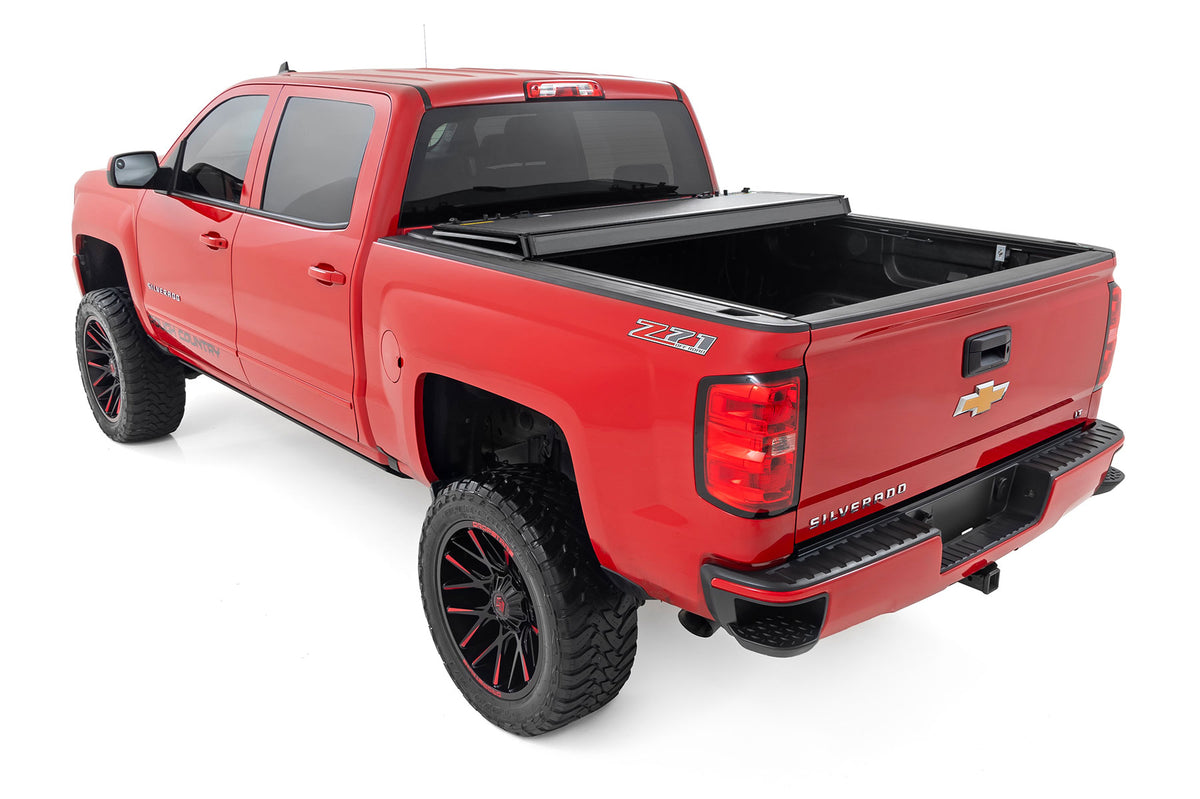 Rough Country Hard Tri-Fold Flip Up Bed Cover | Chevy/GMC 1500/2500HD/3500HD (14-19)