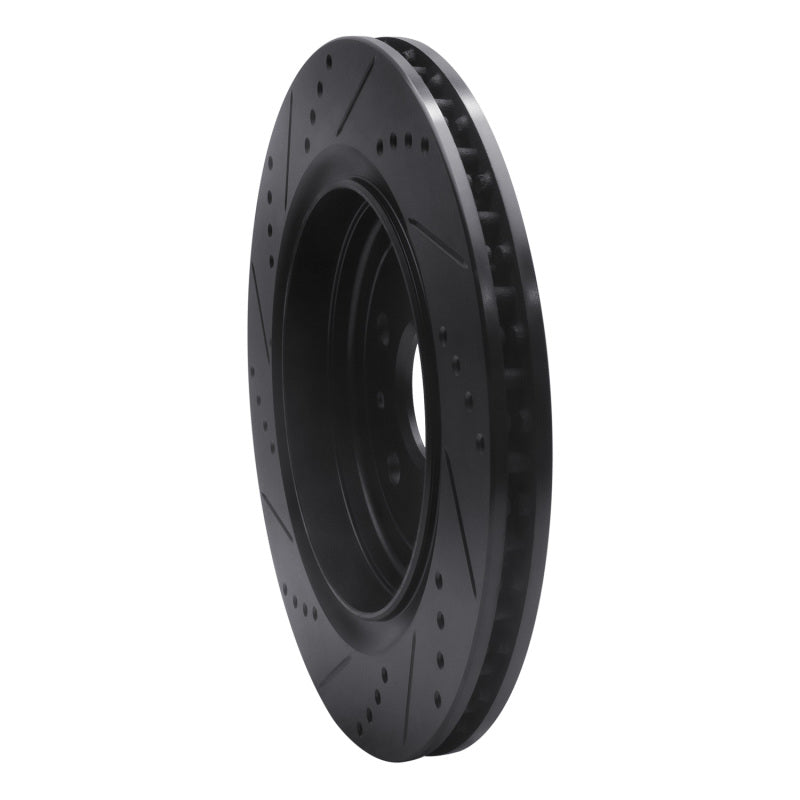 R1 16-24 Cadillac ATS Rear Right Drilled & Slotted Black Brake Rotor