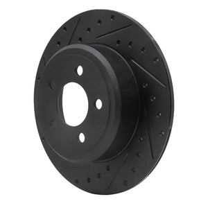 R1 05-23 Chrysler 300 Rear Left Drilled & Slotted Black Brake Rotor