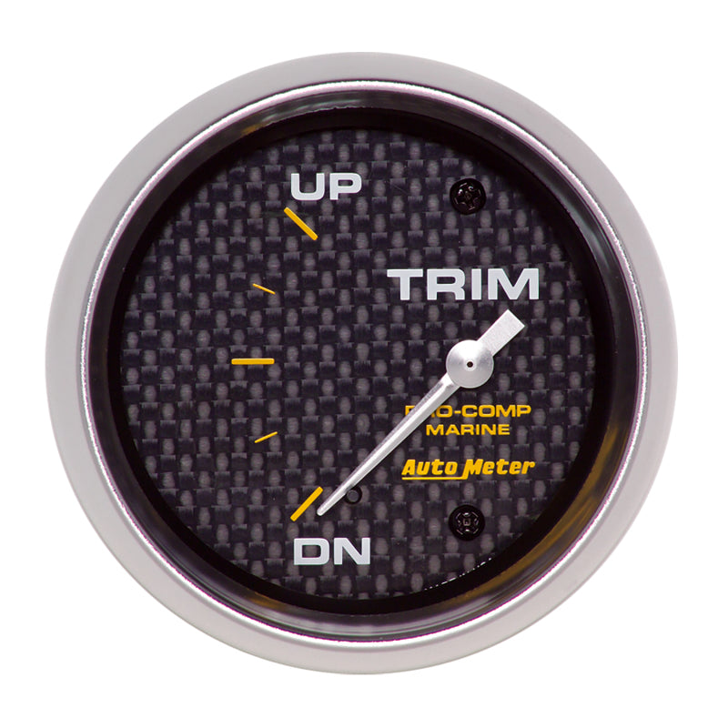 Autometer Marine Carbon Fiber Gauge 2-5/8in Electric Trim Level Gauge 0OHM Down - 90OHM Up