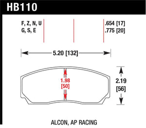 Hawk AP CP3307 / CP5040-5S4 / CP5200 (SC250) Caliper DTC-60 Race Brake Pads