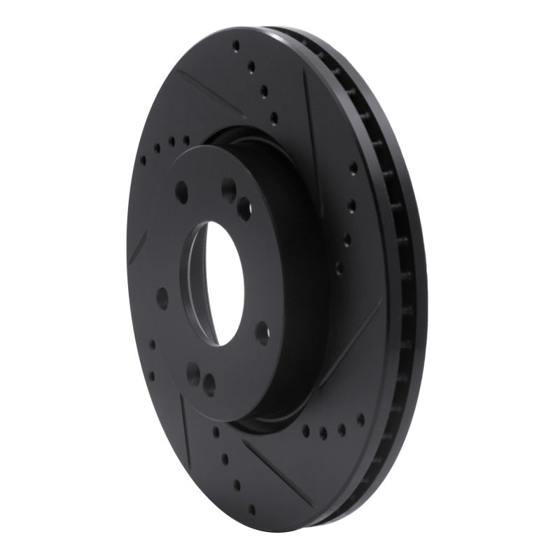 R1 03-13 Hyundai Elantra Front Right Drilled & Slotted Black Brake Rotor
