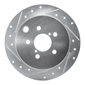 R1 12-23 Subaru Crosstrek Rear Left Drilled & Slotted Silver Brake Rotor