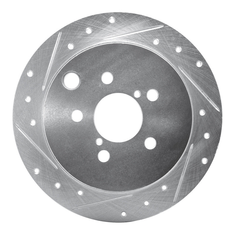 R1 12-23 Subaru Crosstrek Rear Left Drilled & Slotted Silver Brake Rotor