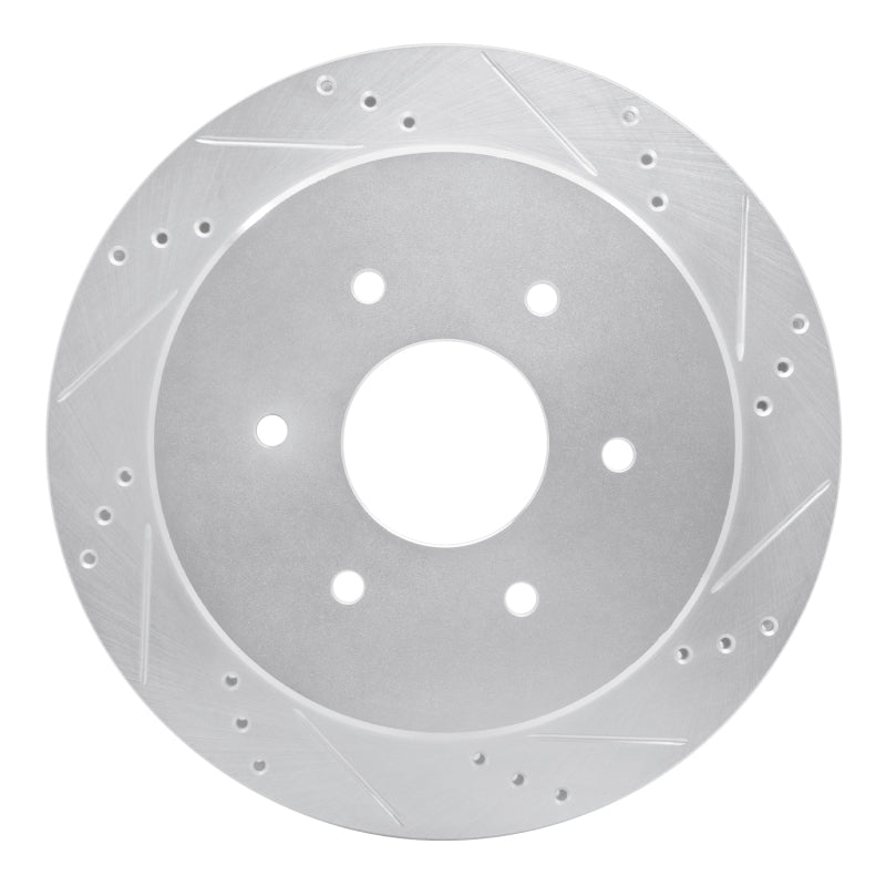 R1 17-24 Nissan Titan Rear Right Drilled & Slotted Silver Brake Rotor