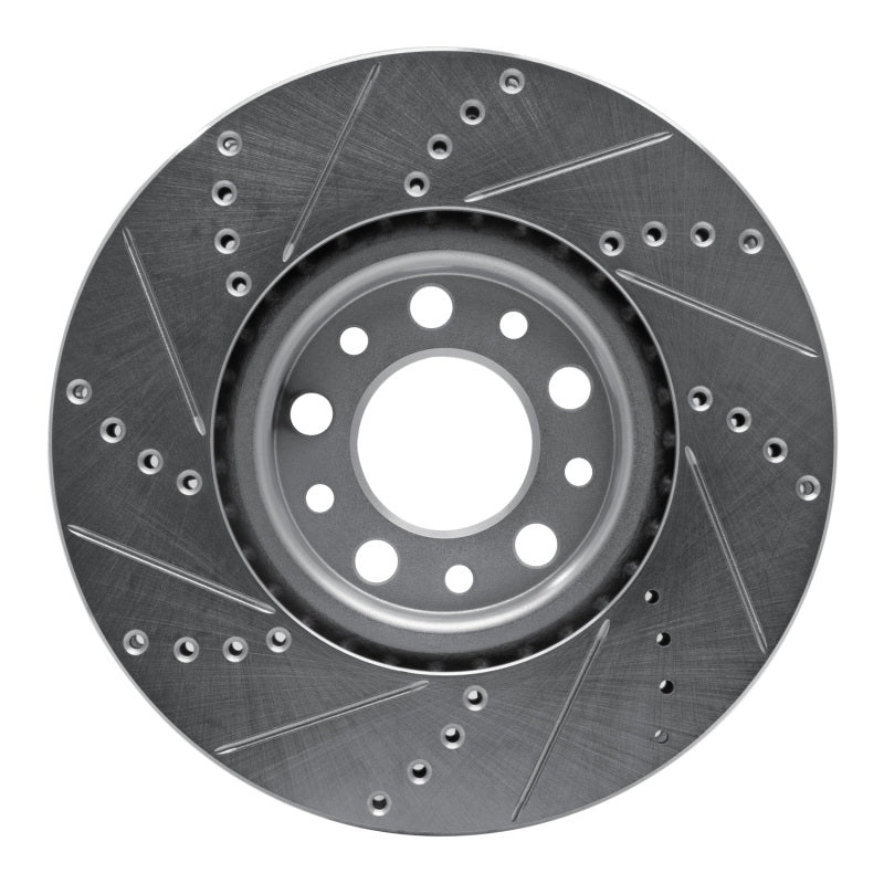 R1 13-23 Chrysler 200 Front Right Drilled & Slotted Silver Brake Rotor