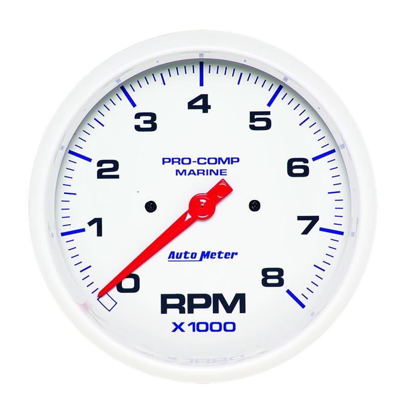 Autometer Marine Silver Ultra-Lite Gauge 3-3/8in Tachometer 6K RPM