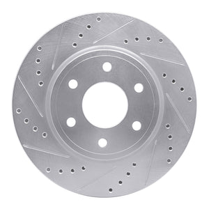R1 05-21 Nissan Frontier Front Left Drilled & Slotted Silver Brake Rotor