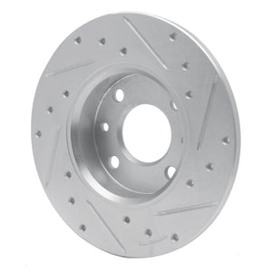 R1 2009-2019 Fiat 500 (USA/Canada) Rear Left Drilled & Slotted Silver Brake Rotor