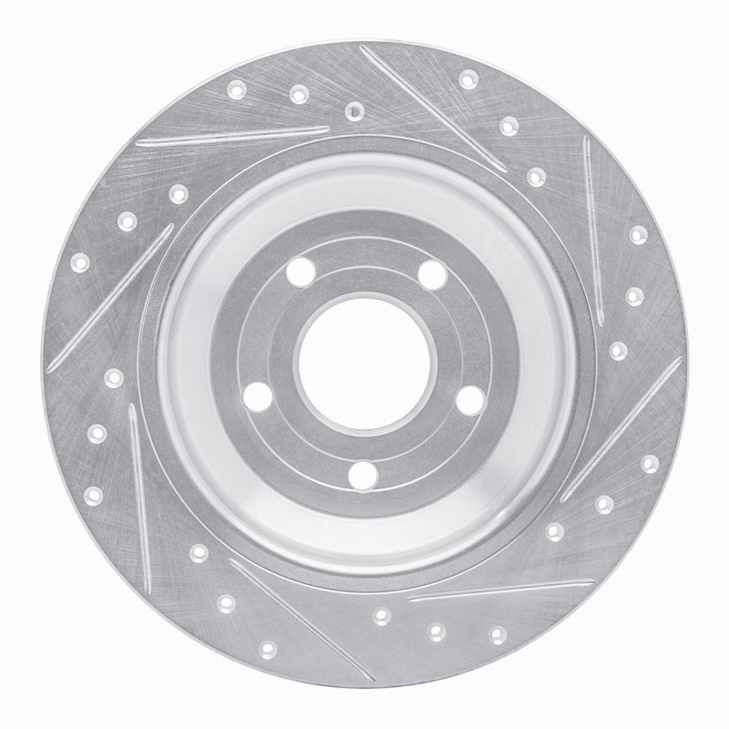 R1 2016-2025 Ford Bronco Sport Rear Left Drilled & Slotted Silver Brake Rotor