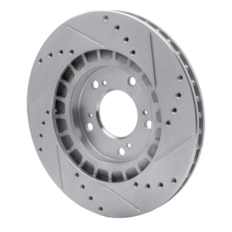 R1 00-09 Honda S2000 Front Left Drilled & Slotted Silver Brake Rotor