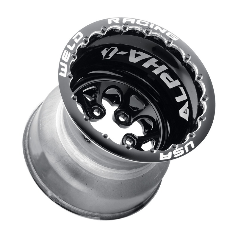 Weld Alpha-1 15x14 / 5x4.5 / 4 BS / 3.18 HB - Gloss Black Center - Gloss Black Shell - DBL MT Wheel