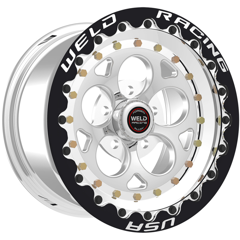 Weld Magnum III Beadlock 15X8/5x4.75/4.5 BS/3.18 HB-Black Center-Polished Shell-Black SBL MT Wheel