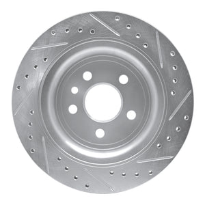 R1 10-17 Volvo XC60 Rear Left Drilled & Slotted Silver Brake Rotor
