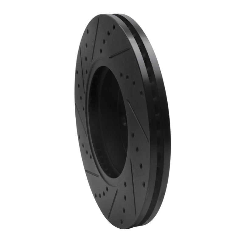 R1 15-20 Chevrolet Colorado Front Right Drilled & Slotted Black Brake Rotor