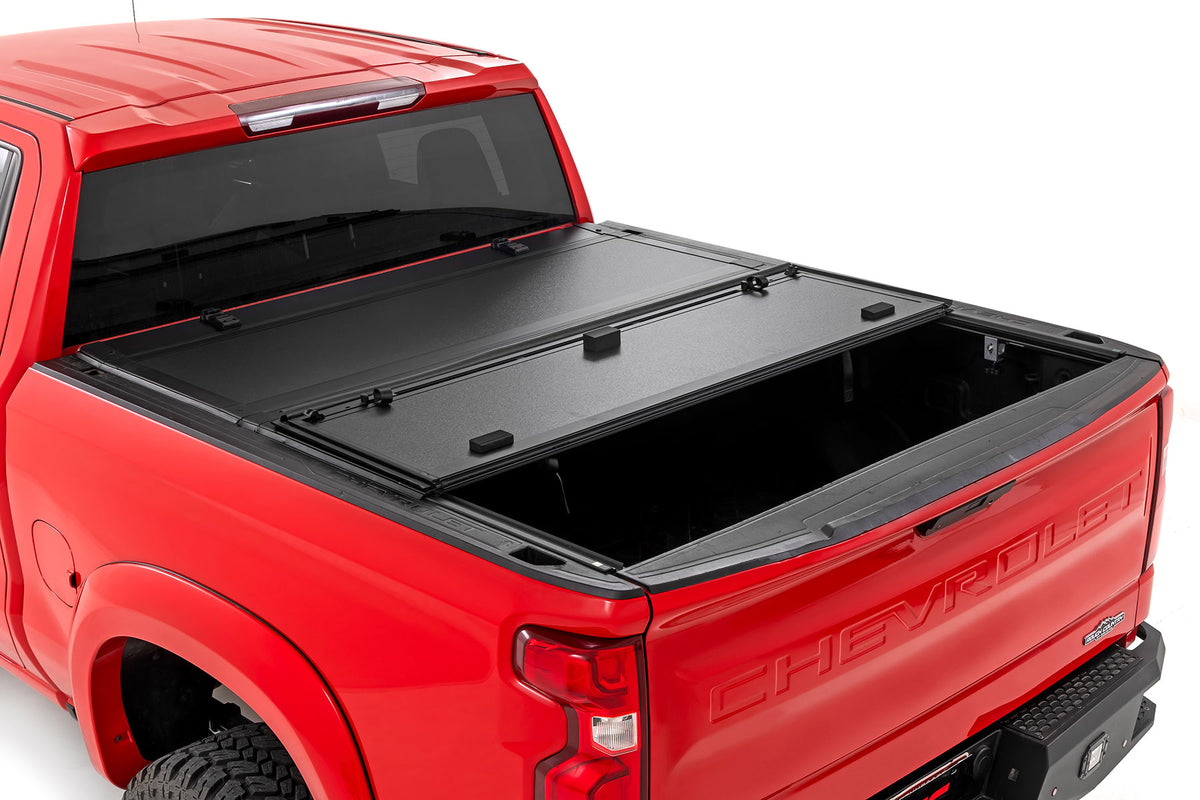 Rough Country Hard Tri-Fold Flip Up Bed Cover | Chevy/GMC Sierra 1500 (19-26)/Silverado 1500 (19-26)