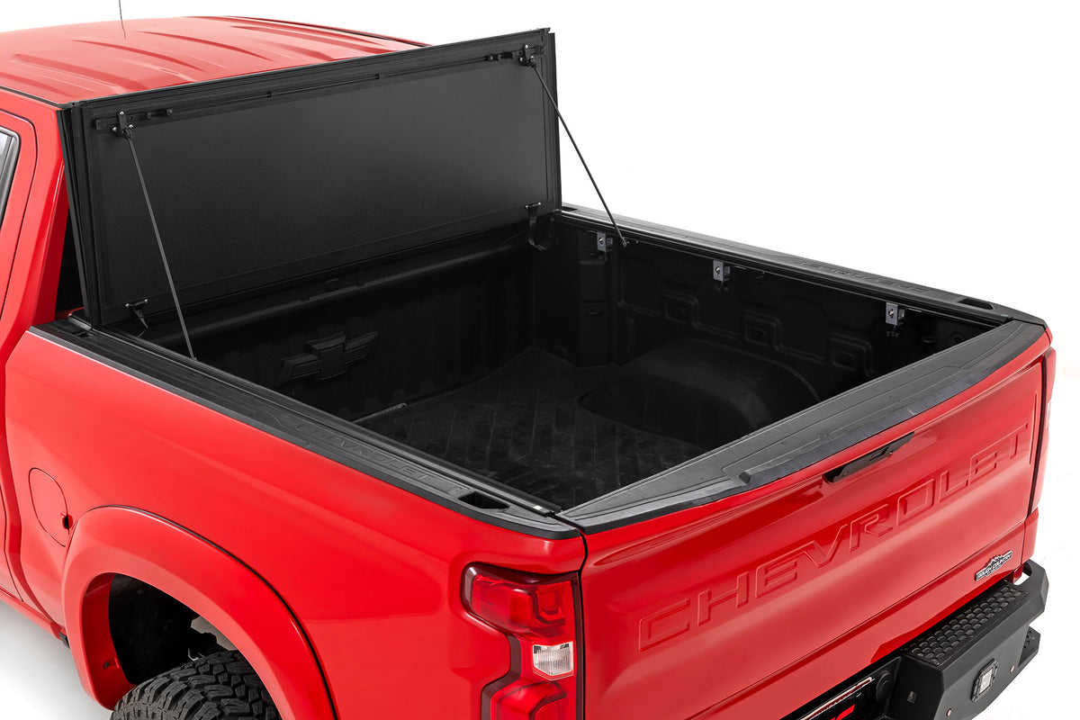 Rough Country Hard Tri-Fold Flip Up Bed Cover | Chevy/GMC Sierra 1500 (19-26)/Silverado 1500 (19-26)