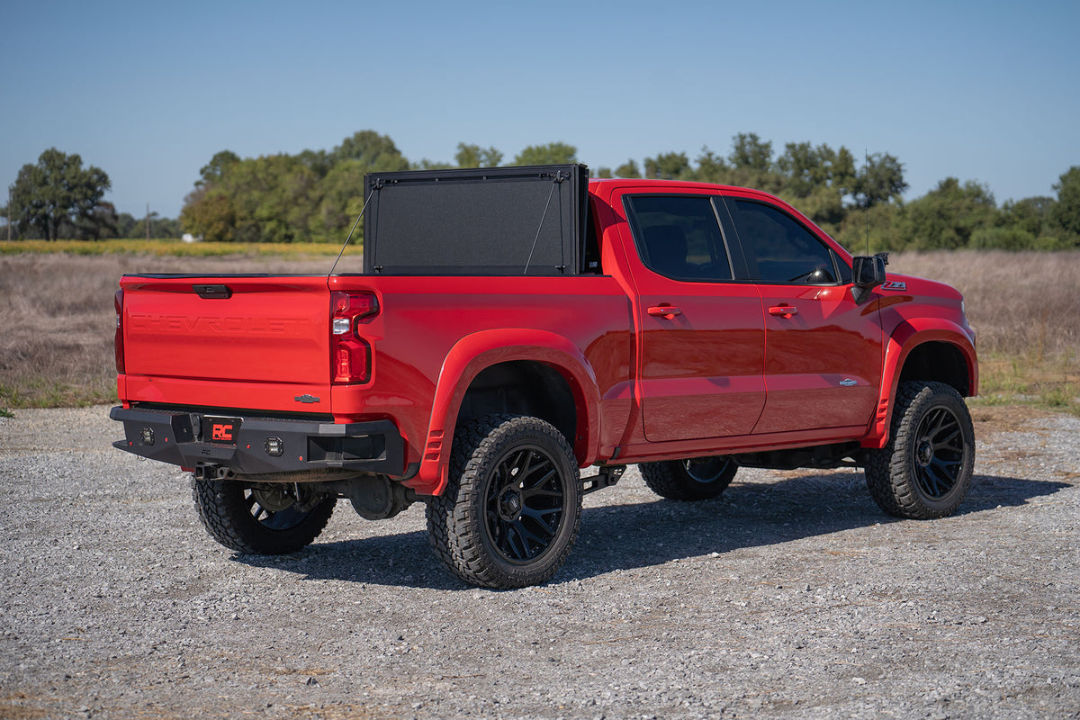 Rough Country Hard Tri-Fold Flip Up Bed Cover | Chevy/GMC Sierra 1500 (19-26)/Silverado 1500 (19-26)