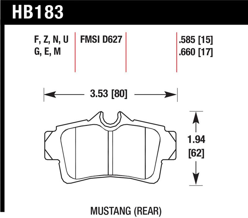 Hawk 94-04 Ford Mustang Performance Ceramic Street Rear Brake Pads