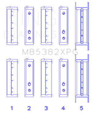 King Subaru EJ20/EJ22/EJ25 (For Thrust in #5 Position) Performance Main Bearing Set - Size STD