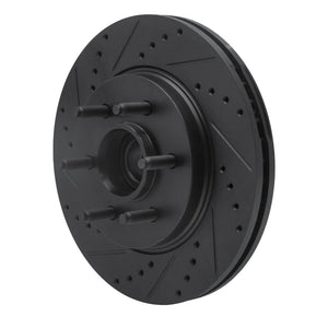 R1 04-08 Ford F-150 RWD Front Left Drilled & Slotted Black Brake Rotor