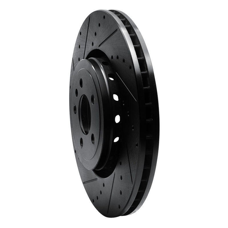 R1 14-23 Dodge Charger Front Left Drilled & Slotted Black Brake Rotor