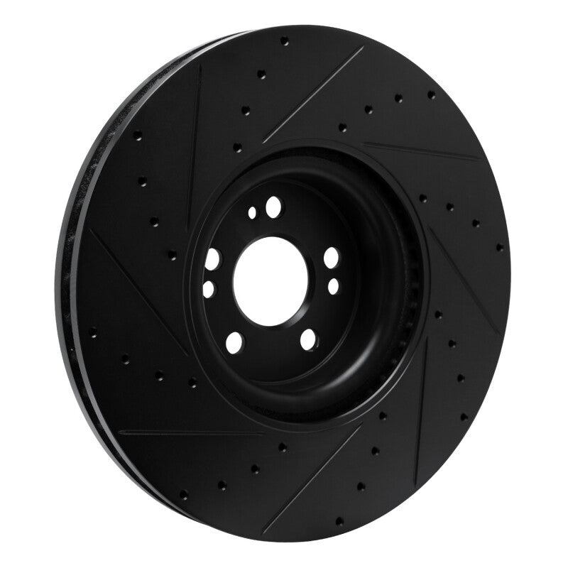 R1 20-26 Mercedes-Benz GLE450e Front Right Drilled & Slotted Black Brake Rotor