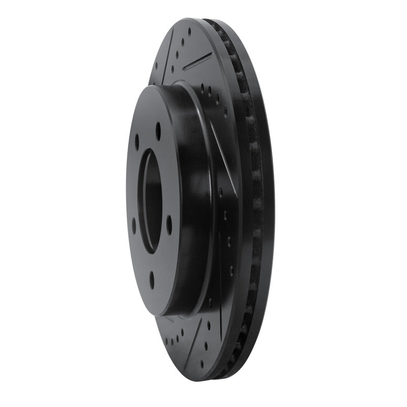 R1 97-04 Ford F-150 4WD Front Left Drilled & Slotted Black Brake Rotor