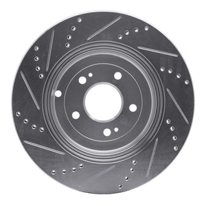 R1 10-16 Hyundai Genesis Coupe Rear Right Drilled & Slotted Silver Brake Rotor