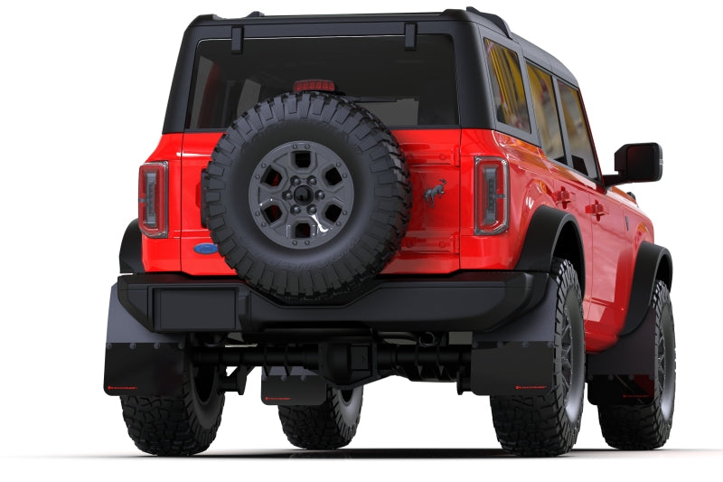 Rally Armor 21-25 Ford Bronco (Steel Bmpr - NO Rptr/Sprt - NO RR/RB) Blk Mud Flap w/Cy Orange Logo