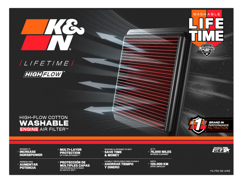 K&N Replacement Air Filter for 11-14 BMW M5/M6 4.4L V8 / 2015 M4/M3 3.0L I6  (2 per box)