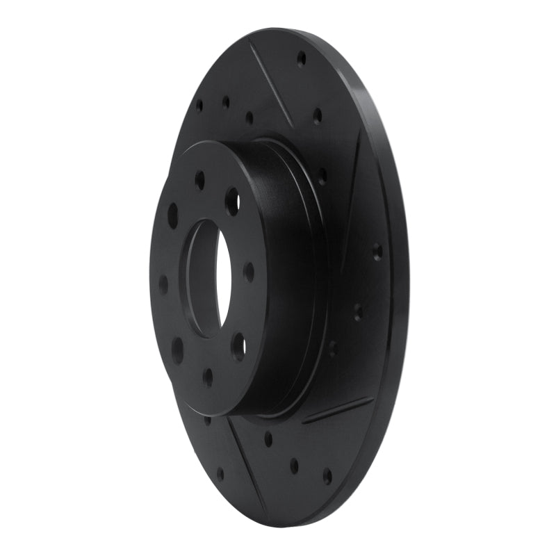 R1 13-19 Fiat 500E Rear Right Drilled & Slotted Black Brake Rotor