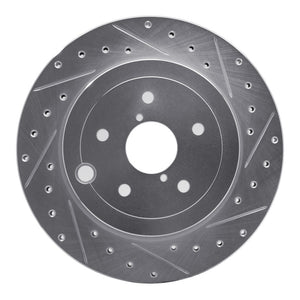 R1 08-20 Subaru WRX STI Rear Right Drilled & Slotted Silver Brake Rotor