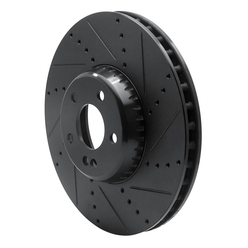 R1 15-23 Mercedes-Benz C300 Sedan Front Right Drilled & Slotted Black Brake Rotor